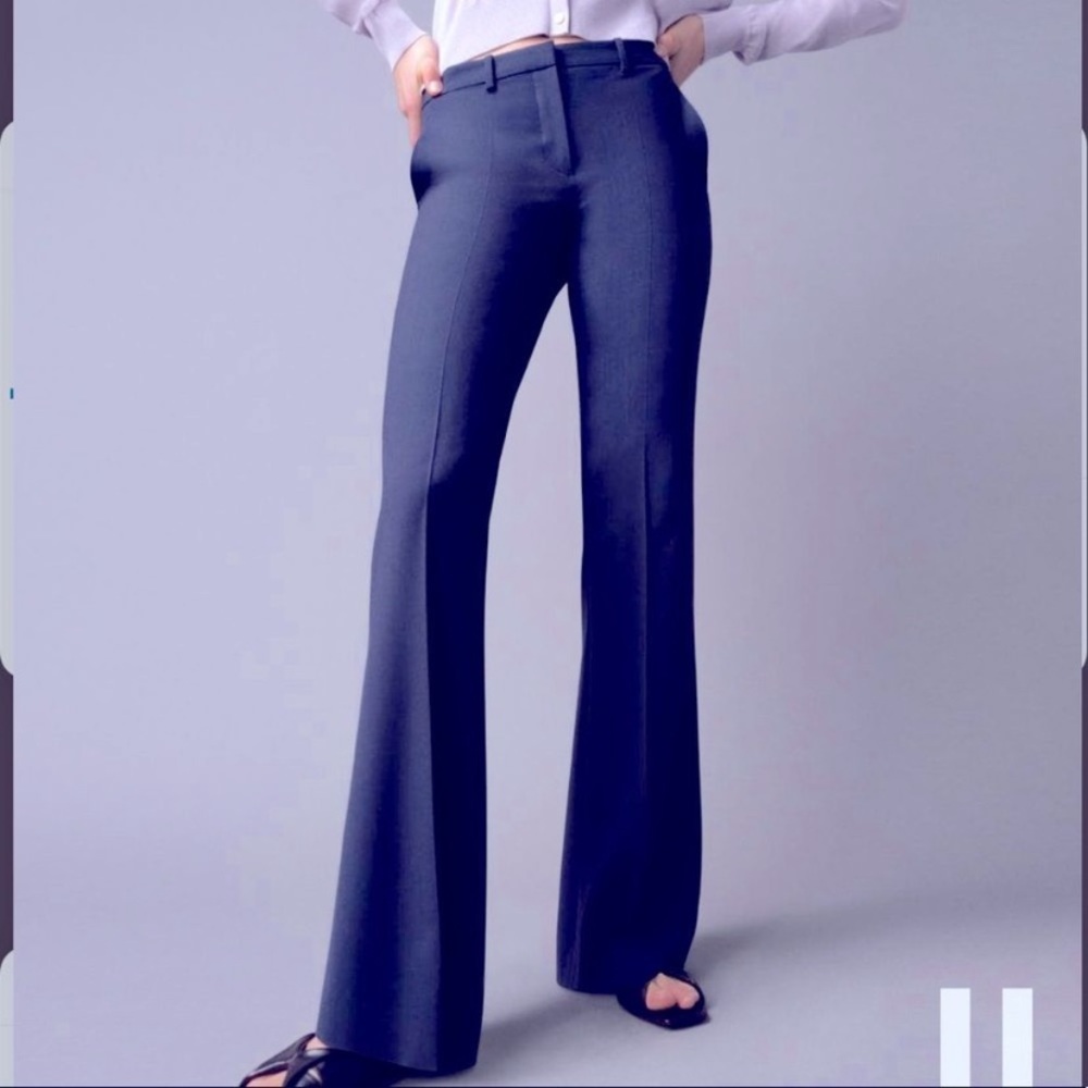 NWT Theory Demitria 2 Traceable Wool Pant in Sea Blue Size 4